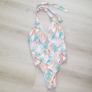 Tropical print one piece swimsuit